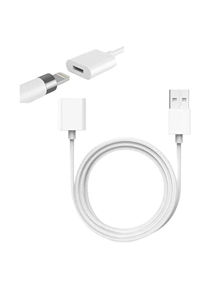 erorex - iPencil Charging Adapter, Compatible with Apple Pencil 1st Generation, 1FT iPencil Accessories for Apple 1 Pen Gen USB A to Ligntning Female Connector, White - Image 1