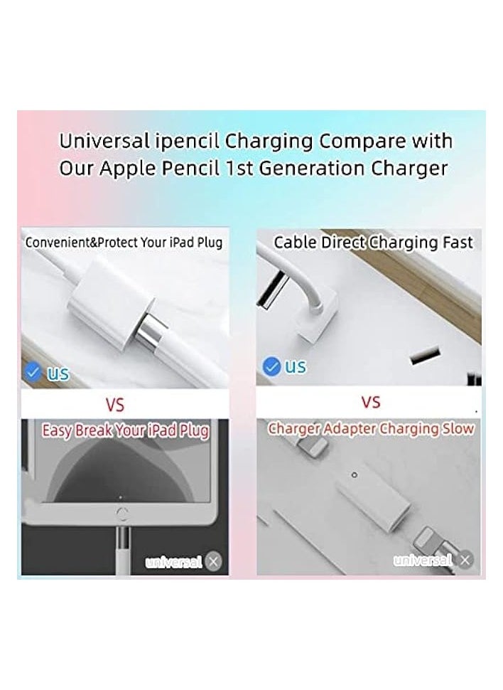 erorex - iPencil Charging Adapter, Compatible with Apple Pencil 1st Generation, 1FT iPencil Accessories for Apple 1 Pen Gen USB A to Ligntning Female Connector, White - Image 1