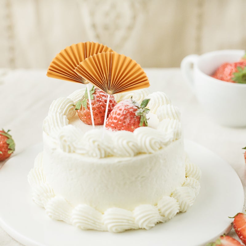 Fan Cake Topper, Elegant Paper Picks for Creative Dessert Decoration, Durable Design - Image 5