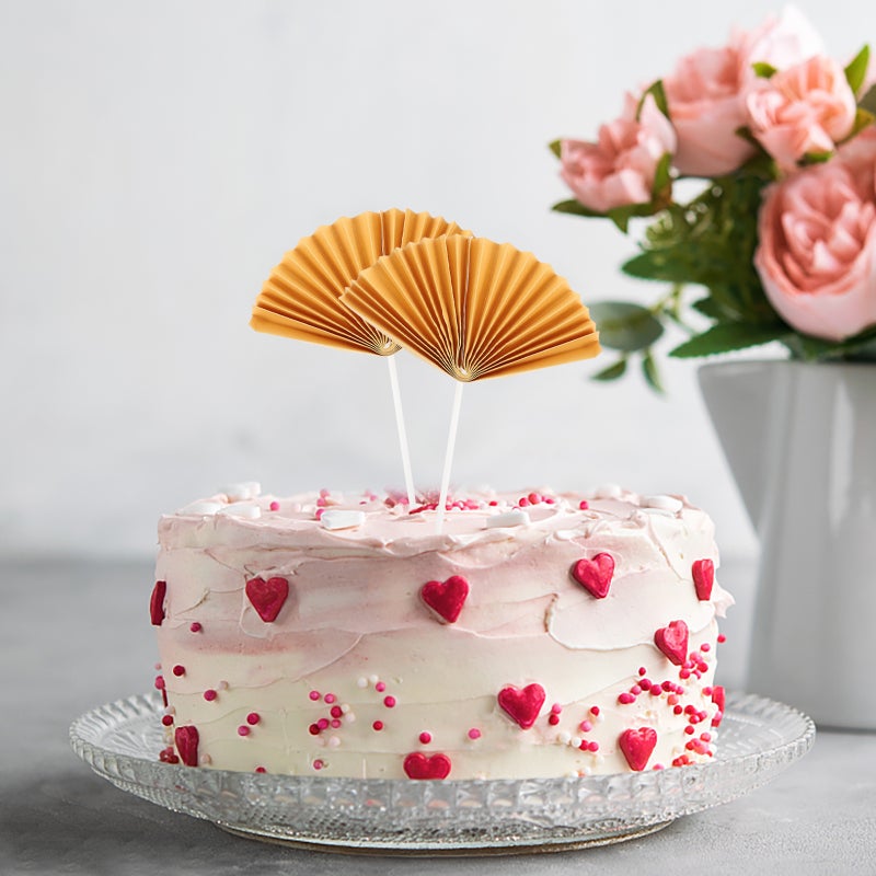 Fan Cake Topper, Elegant Paper Picks for Creative Dessert Decoration, Durable Design - Image 4