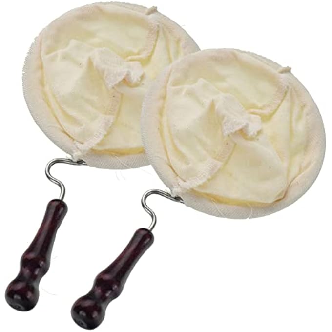 CENPEK 2 Pcs Coffee Filter Cloth Tea Filter Handmade Cafe Flannel Cloth Filter Bag Tea Strainer Coffee Sock Bag Reusable Flannel Coffee Dripper With Wooden Handle For Home Office Handmade Cafe Use - Image 2