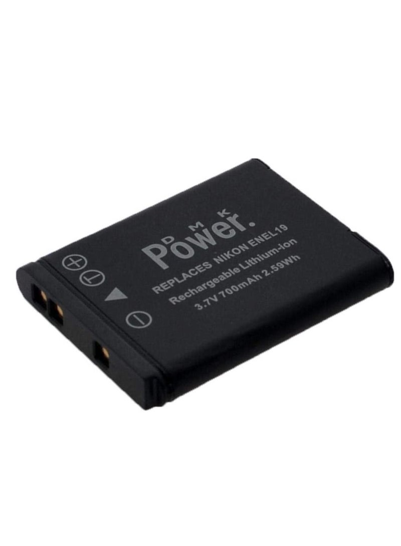 DMK Power EN-EL19 700mAh Camera Battery Compatible with Nikon Coolpix S32 S100 S2500 S2600 S2700 Etc Cameras - Image 1