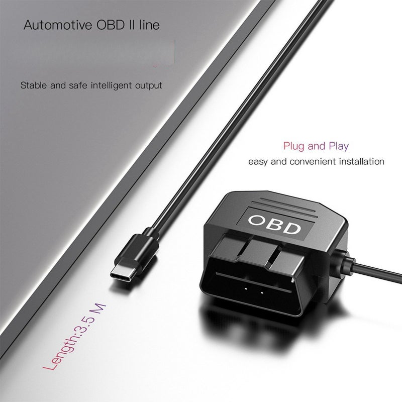 Car Recorder OBD Hardwire Kit with Camera USB Power Cable 12-24V to 5V/3A MCIRO (Android) Right Elbow - Image 5