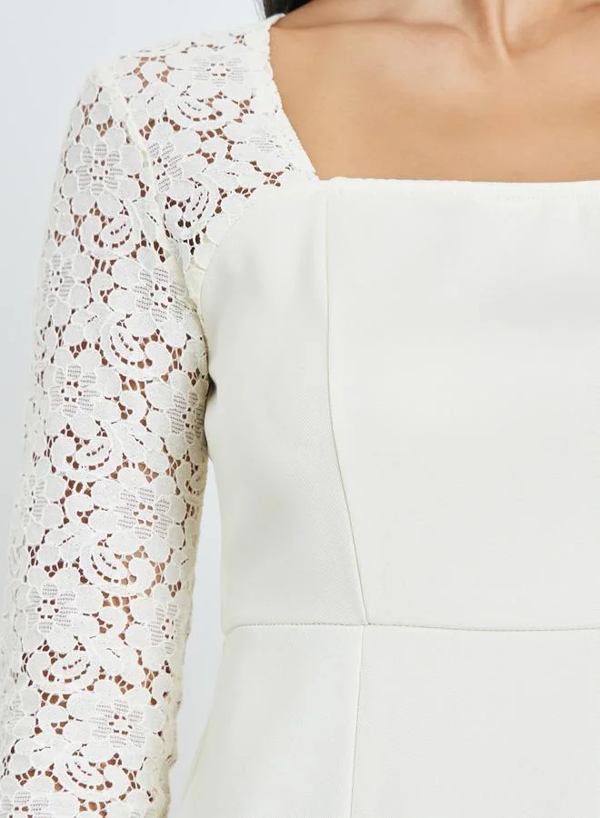 Styli  Lace Long Sleeves Sheath Midi Dress for Women | Best Price UAE