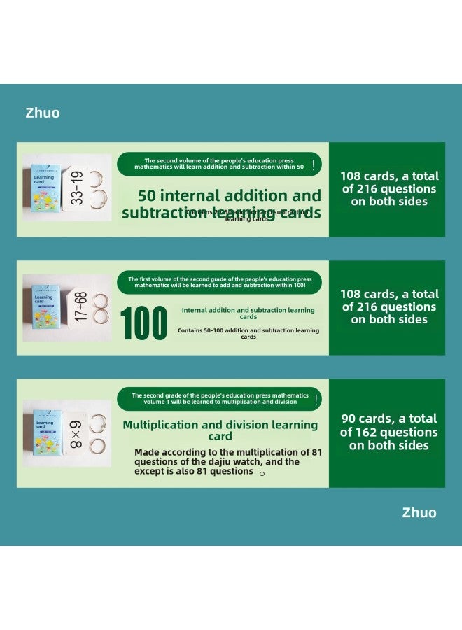 إسكدنيا Digital Card Primary School Mathematics Primary School Students/Multiplication And Division Oral Calculation Learning Card Within 100-Specifications:Addition And Subtraction Within 50 (108 Double-si - Image 4