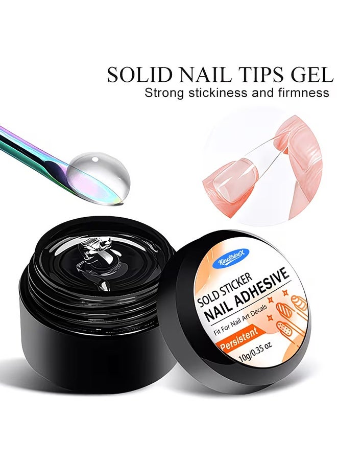 KineShineX Solid Nail Glue Gel: Extra Strong Gel Nail Glue For Press On Nails & Fake Tips Long-Lasting Strong Adhesion Nails Glue For Acrylic Nails Clear 3D Gels For Nail Art Home Salon UV Light Cured, 10g - Image 1