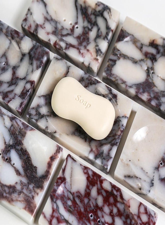 DUANYAN Luxurious Natural Marble Soap Dish Tray Marble Soap Holder Trinket Plate for Bathroom Sink Kitchen Countertop Bedroom Vanity Bathroom Accessory Rectangular (2 Pack) - Image 4