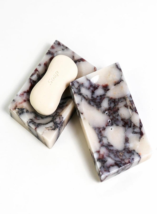 DUANYAN Luxurious Natural Marble Soap Dish Tray Marble Soap Holder Trinket Plate for Bathroom Sink Kitchen Countertop Bedroom Vanity Bathroom Accessory Rectangular (2 Pack) - Image 1