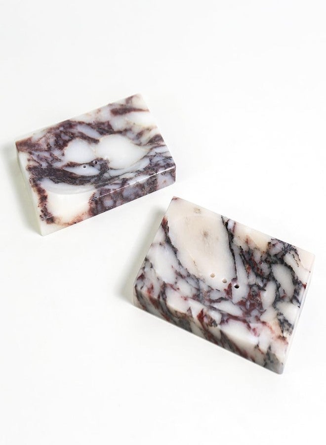 DUANYAN Luxurious Natural Marble Soap Dish Tray Marble Soap Holder Trinket Plate for Bathroom Sink Kitchen Countertop Bedroom Vanity Bathroom Accessory Rectangular (2 Pack) - Image 5
