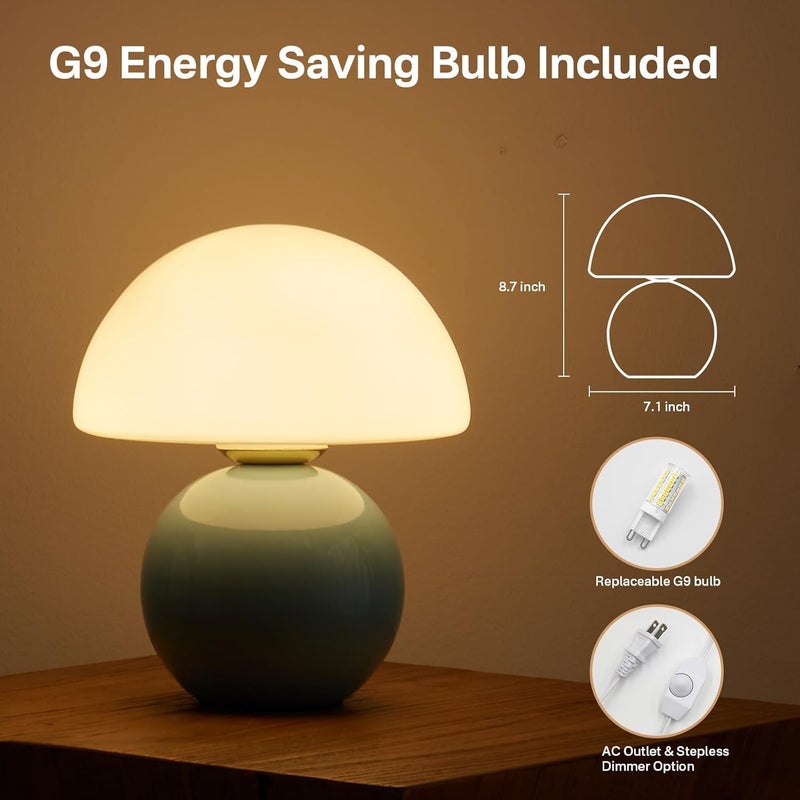 Dawnwake Mushroom Lamp Table Lamp for Bedroom,Desk Bedside Small Lamps for Living Room Night Stands,Mushroom Decor Cute Mini Modern Mid Century Lamps,Unique Aesthetic Home Living Room Decor(Blue) - Image 4