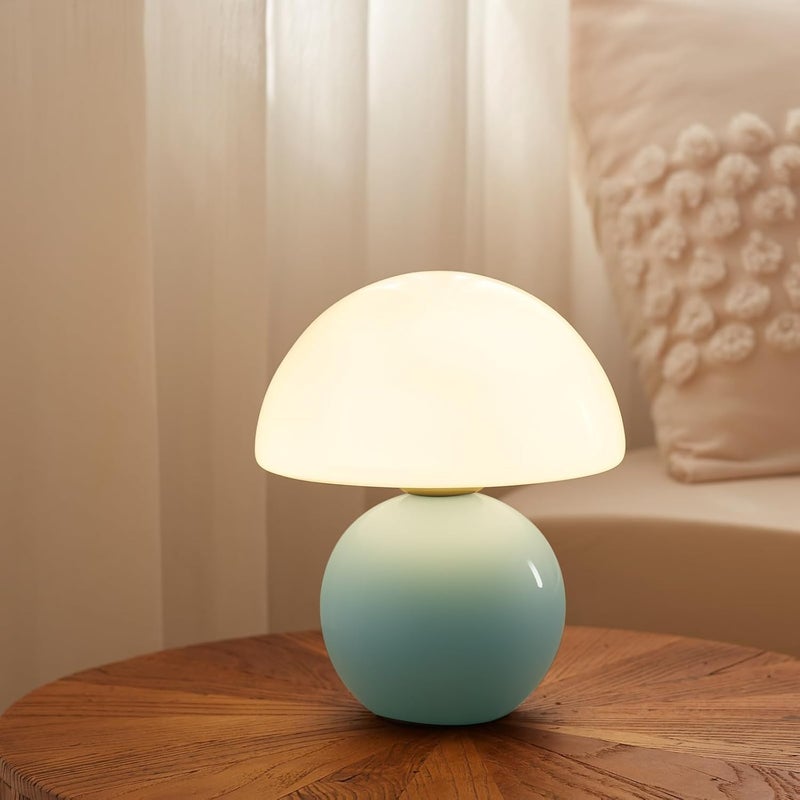 Dawnwake Mushroom Lamp Table Lamp for Bedroom,Desk Bedside Small Lamps for Living Room Night Stands,Mushroom Decor Cute Mini Modern Mid Century Lamps,Unique Aesthetic Home Living Room Decor(Blue) - Image 1