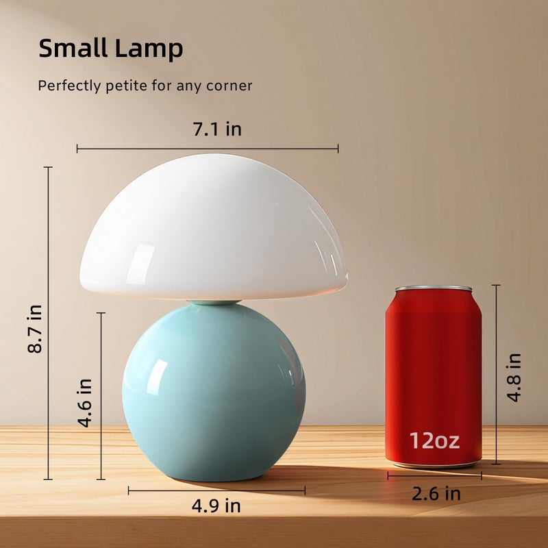 Dawnwake Mushroom Lamp Table Lamp for Bedroom,Desk Bedside Small Lamps for Living Room Night Stands,Mushroom Decor Cute Mini Modern Mid Century Lamps,Unique Aesthetic Home Living Room Decor(Blue) - Image 5
