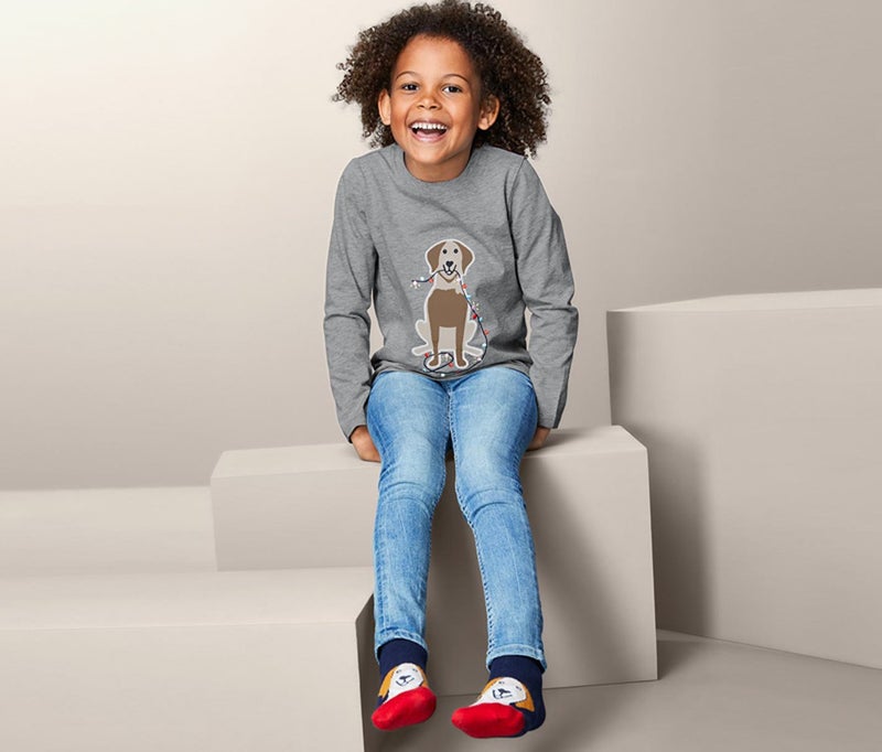 Tchibo Toddlers Boys Printed Long Sleeve Shirt, Grey  - Image 1