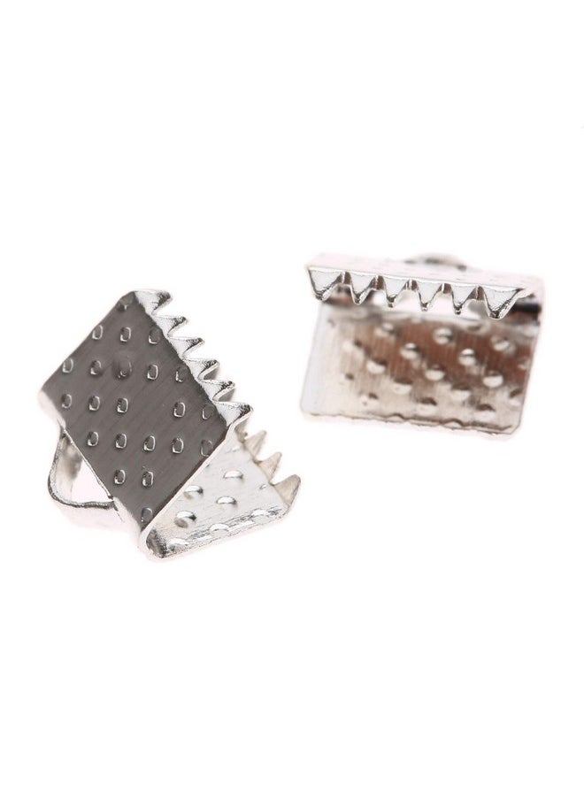 Dophee 100Pcs Ribbon Clamps Crimp Ends With Loop Beads Clasps Hook Tips Clips Connectors Cord Ends Diy Craft Kit For Jewelry Making Bracelet Closures Silver 10Mm  - Image 2