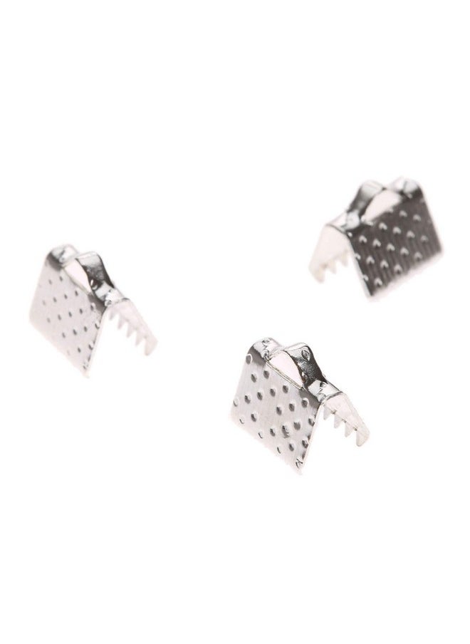 Dophee 100Pcs Ribbon Clamps Crimp Ends With Loop Beads Clasps Hook Tips Clips Connectors Cord Ends Diy Craft Kit For Jewelry Making Bracelet Closures Silver 10Mm  - Image 3