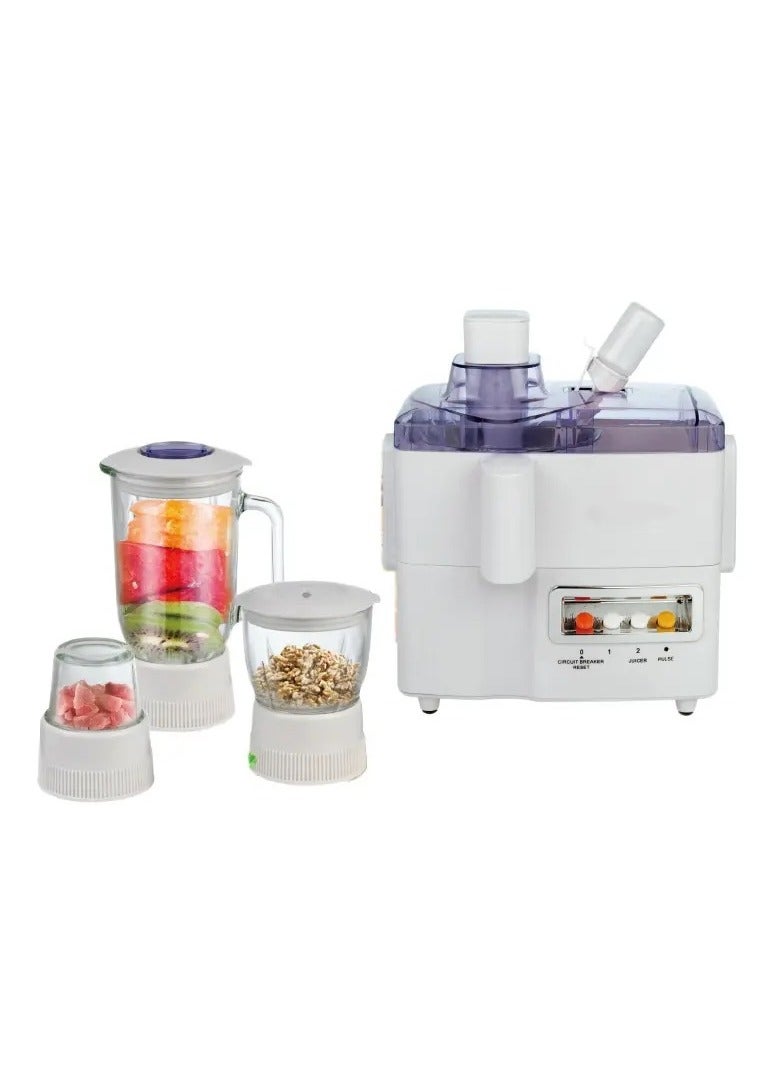 Denx 4-in-1 Food Processor 800 Watts With Plastic Bowl And Stainless Steel Cutting Blades - white - Image 1