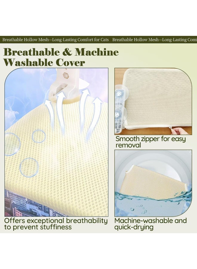 Homify Foldable Cat Window Perch, Cordless Cat Hammock for Wall, Breathable Mesh Cat Bed with 4 Strong Suction Cups, Cat Window Bed for Sunbathing, Napping, Overlooking(Beige 52 * 30 * 20cm) - Image 4