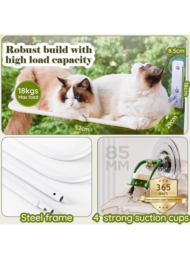 Homify Foldable Cat Window Perch, Cordless Cat Hammock for Wall, Breathable Mesh Cat Bed with 4 Strong Suction Cups, Cat Window Bed for Sunbathing, Napping, Overlooking(Beige 52 * 30 * 20cm) - Image 5