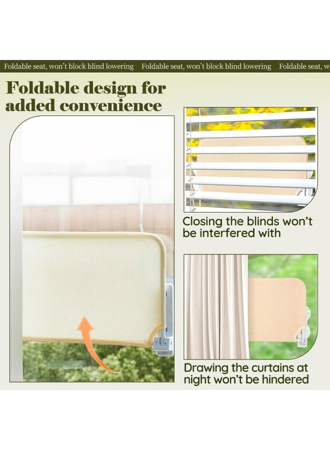 Homify Foldable Cat Window Perch, Cordless Cat Hammock for Wall, Breathable Mesh Cat Bed with 4 Strong Suction Cups, Cat Window Bed for Sunbathing, Napping, Overlooking(Beige 52 * 30 * 20cm) - Image 3