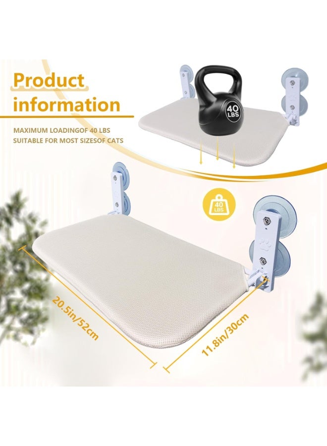 Homify Foldable Cat Window Perch, Cordless Cat Hammock for Wall, Breathable Mesh Cat Bed with 4 Strong Suction Cups, Cat Window Bed for Sunbathing, Napping, Overlooking(Beige 52 * 30 * 20cm) - Image 5