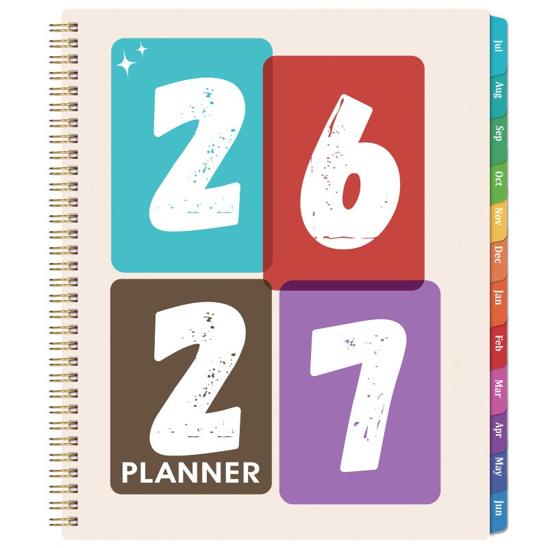 Pinchoco Planner 2026-2027 - Academic Planner, Jul. 2026 - Jun. 2027, 9" X 11", 2026-2027 Planners Weekly and Monthly, Calendar Planners with Colorful Monthly Tabs, Twin-Wire Binding, Holidays, Back Pocket - Image 1