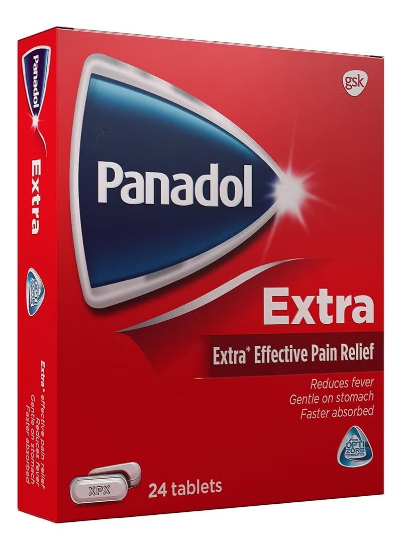 Panadol بانادول إكسترا مع أوبتيزورب – 24 قرص | تخفيف سريع للألم وخافض للحرارة