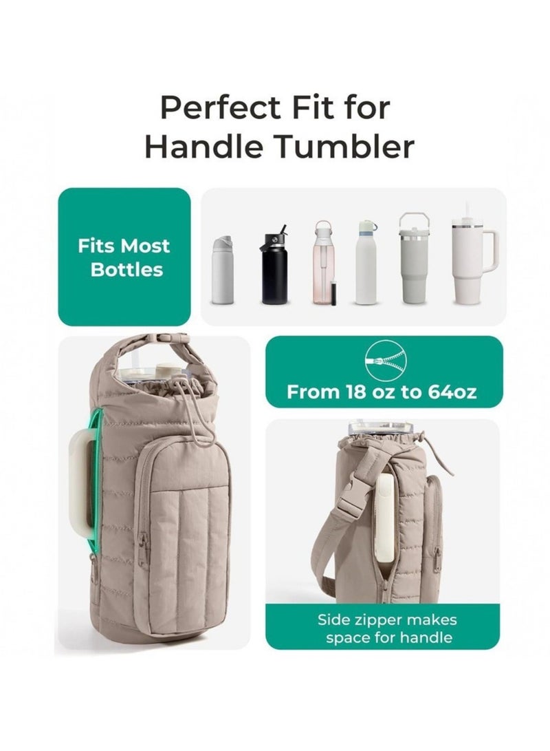 Outdoor Sports Down-Filled Water Bottle Bag - Portable Large-Capacity Crossbody Water Cup Pouch Travel Insulated Cup Sleeve - Image 2