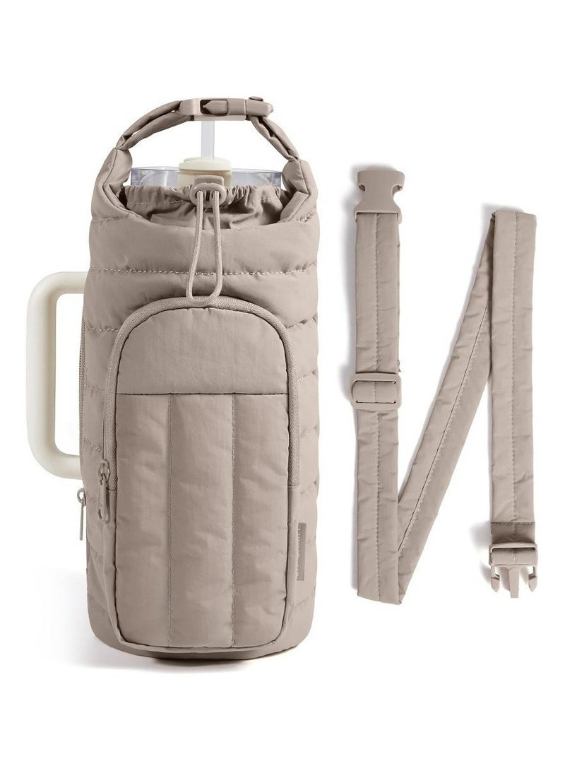 Outdoor Sports Down-Filled Water Bottle Bag - Portable Large-Capacity Crossbody Water Cup Pouch Travel Insulated Cup Sleeve - Image 1