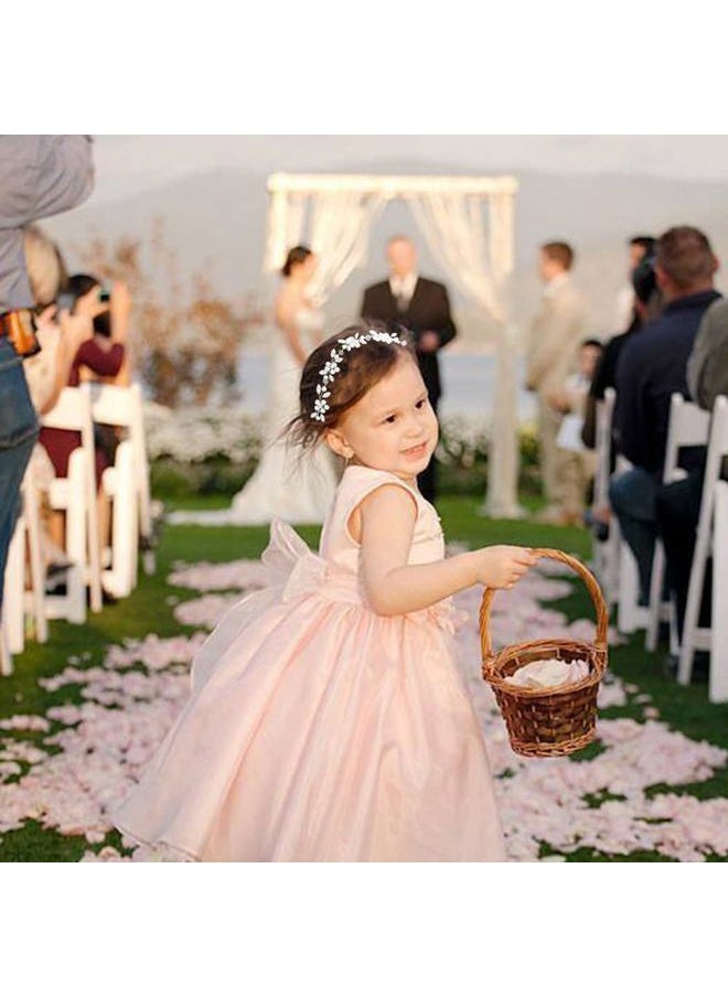 DonLeeving Flower Girl Headpiece Silver Wedding Pearls Rhinestone Headband Princess Hair Accessories for Birthday, Party, First Communion, Wedding  - Image 3
