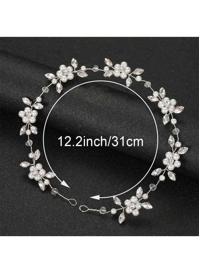 DonLeeving Flower Girl Headpiece Silver Wedding Pearls Rhinestone Headband Princess Hair Accessories for Birthday, Party, First Communion, Wedding  - Image 2