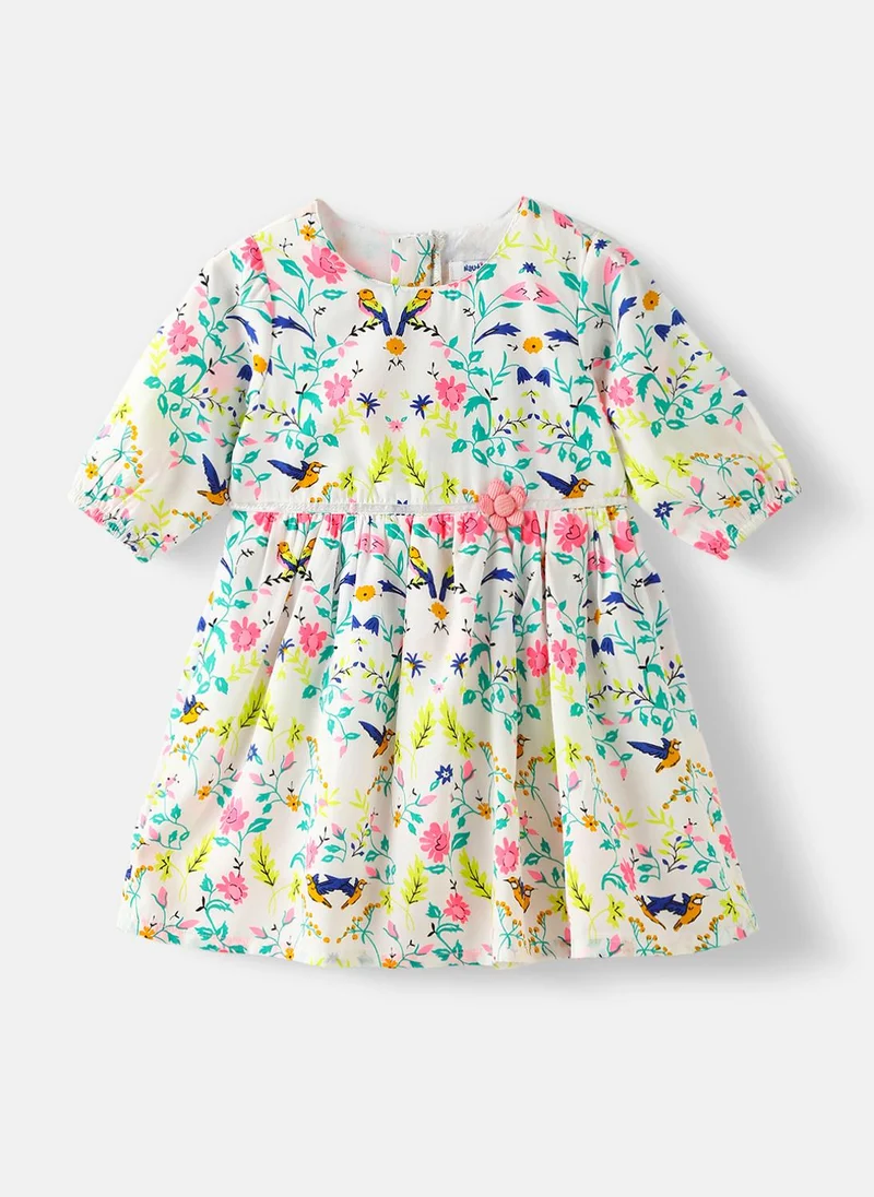 نوتيناتي Nautinati Girls' Floral Printed Knee Length Dress