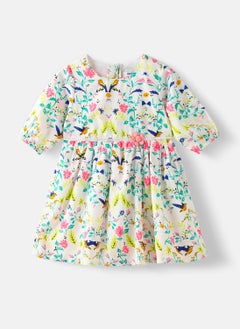 Nautinati Nautinati Girls' Floral Printed Knee Length Dress  - Image 1
