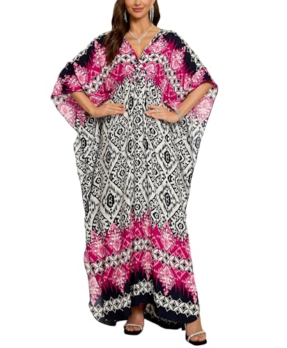 IMAGEKOPE Kaftan Dresses for Women Plus Size V-Neck Moo Moos Batwing Kaftan Beach Dress Bathing Suit Cover-Up Loungewear - Image 1