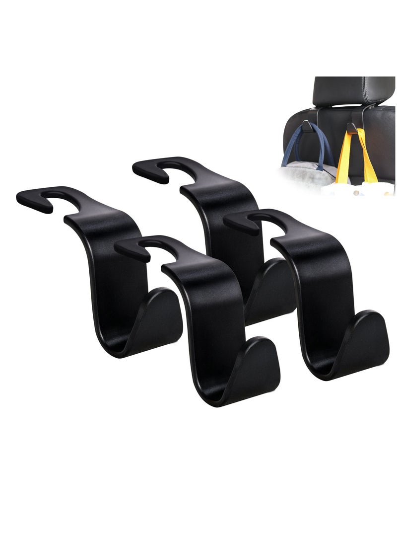Generic Car Seat Headrest Hook 4 Pack Hanger Storage Organizer Universal for Handbag Purse Coat fit Universal Vehicle Car Black S Type - Image 1