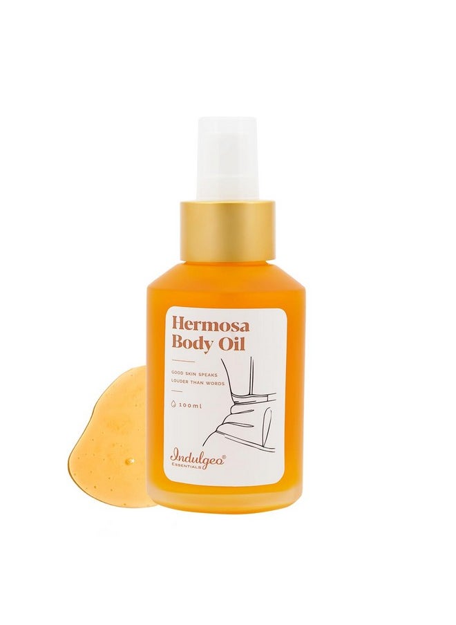 Indulgeo ESSENTIALS Hermosa Body Oil For Women | After Bath Body Oil To Reduce Dry, Dull, Dark Areas Of Skin Like Underarms & Thighs | Help To Reduce Hyperpigmentation | Best For Winters To Moisturize Skin - (100 Ml)  - Image 1