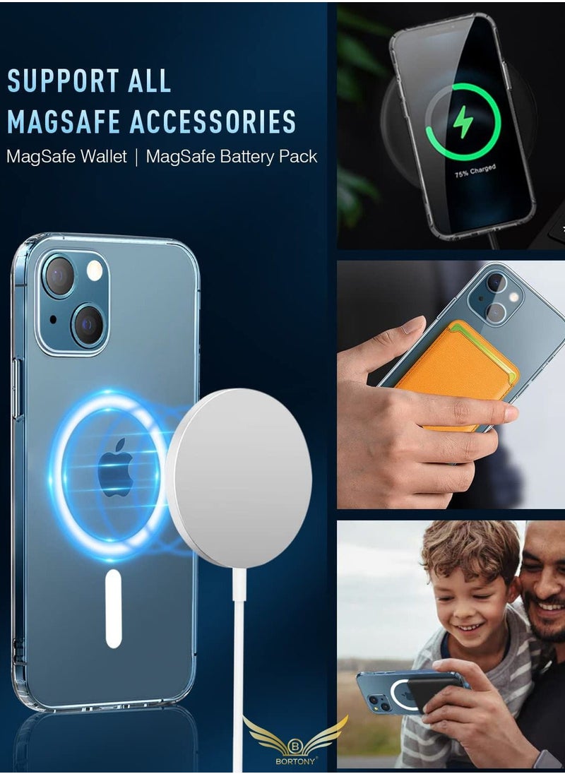 BORTONY - iPhone 14 Case with Built-in Magnets Compatible with MagSafe Crystal Clear Slim TPU Hard Back Cover for Apple iPhone 14 6.1 Inch 2022 Clear - Image 1