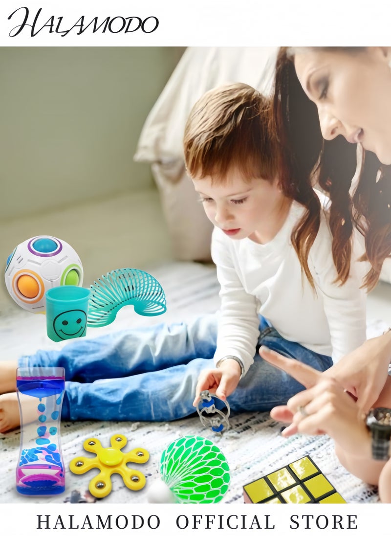 HALAMODO - Pop Fidget Sensory Toys Set Autism Special Needs Stress Relief Silicone Pressure Relieving Toys Durable & Washable Soft Silicone Squeeze Fidget Toy for Kids Children Adults - Image 1