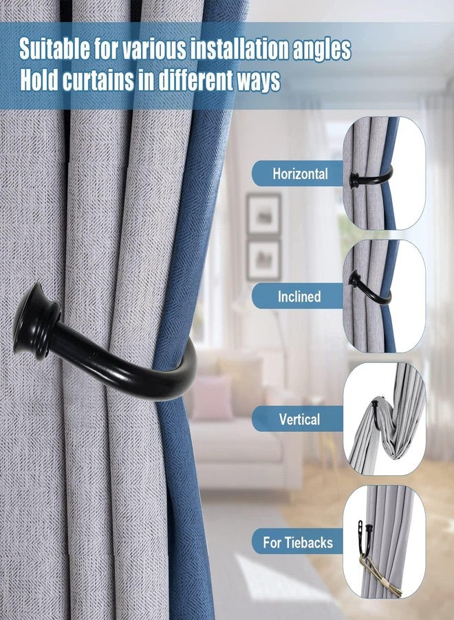 Kowibcl 2Pcs Curtain Holdbacks - Wall Mounted Drapery Tiebacks with Mushroom Finial,Decorative Curtain Holders for Bedroom Livingroom Office Home, Black - Image 5