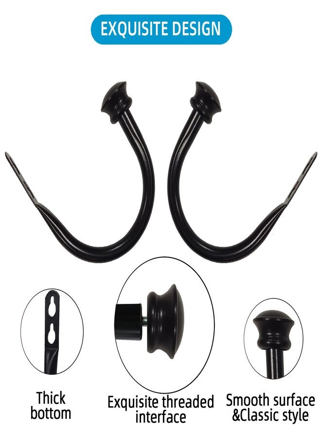 Kowibcl 2Pcs Curtain Holdbacks - Wall Mounted Drapery Tiebacks with Mushroom Finial,Decorative Curtain Holders for Bedroom Livingroom Office Home, Black - Image 4