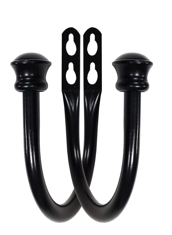 Kowibcl 2Pcs Curtain Holdbacks - Wall Mounted Drapery Tiebacks with Mushroom Finial,Decorative Curtain Holders for Bedroom Livingroom Office Home, Black - Image 1