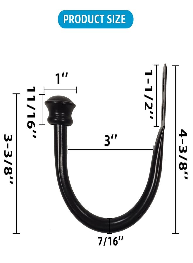 Kowibcl 2Pcs Curtain Holdbacks - Wall Mounted Drapery Tiebacks with Mushroom Finial,Decorative Curtain Holders for Bedroom Livingroom Office Home, Black - Image 2