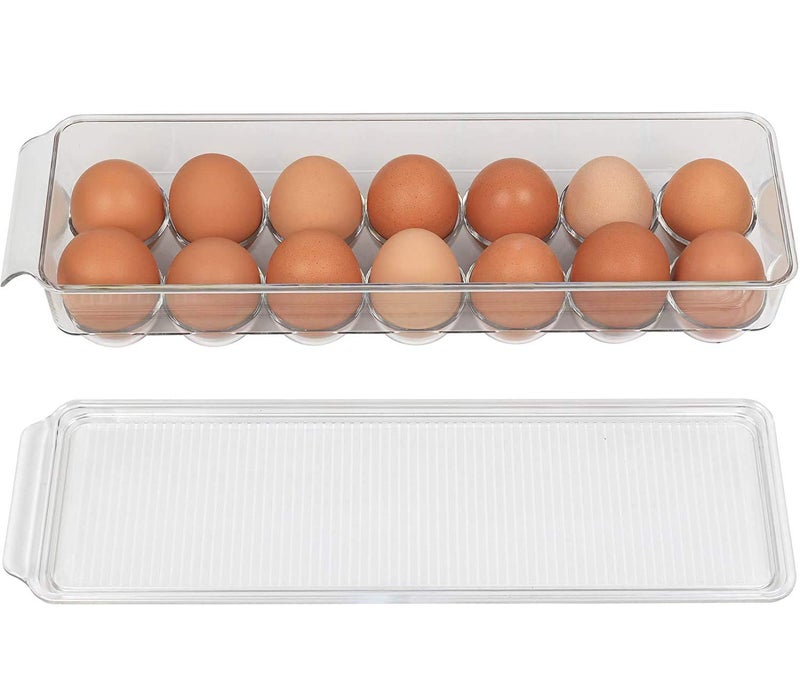 Inditradition Unbreakable Acrylic Rectangular Egg Storage Box With Lid | For 14 Eggs, BPA-Free, Refrigerator Safe (Transparent) - Image 3