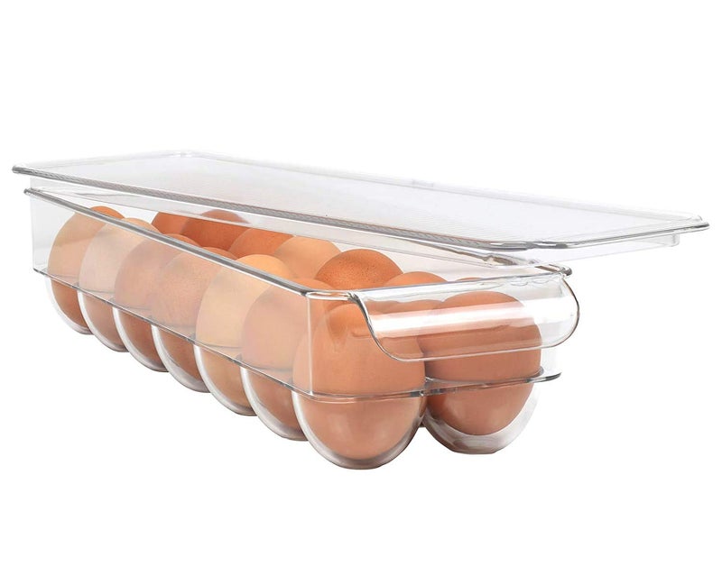Inditradition Unbreakable Acrylic Rectangular Egg Storage Box With Lid | For 14 Eggs, BPA-Free, Refrigerator Safe (Transparent) - Image 4