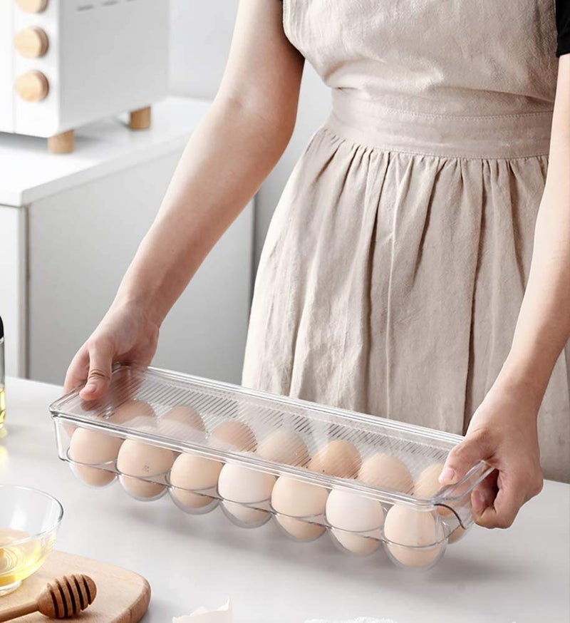 Inditradition Unbreakable Acrylic Rectangular Egg Storage Box With Lid | For 14 Eggs, BPA-Free, Refrigerator Safe (Transparent) - Image 5