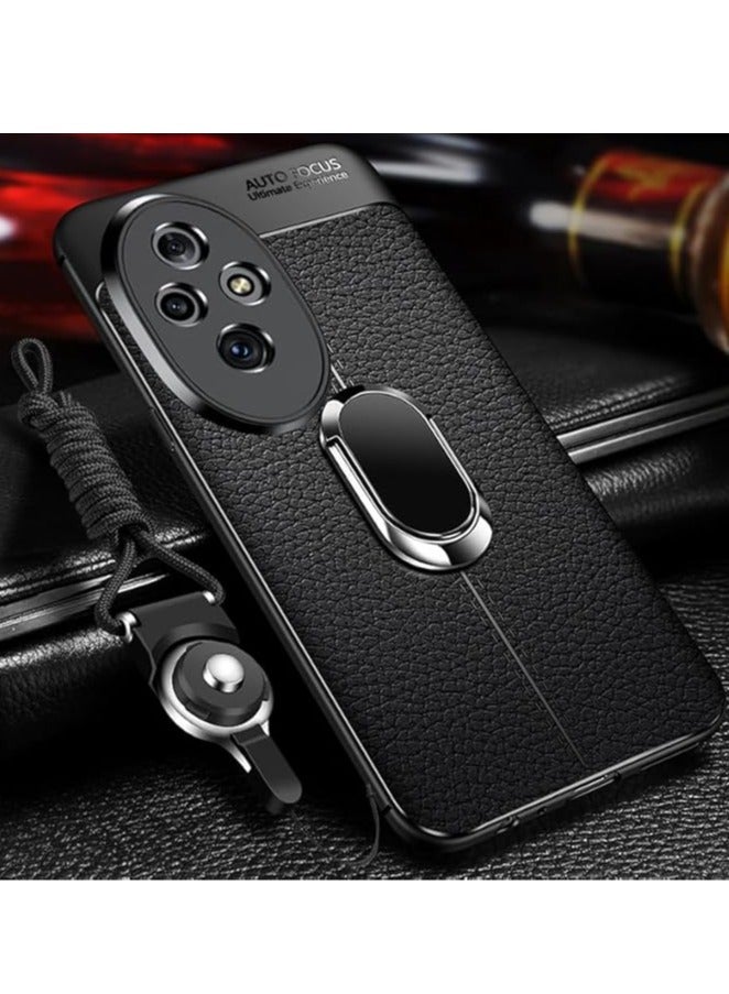 Case for Honor 200 Pro (2024),Magnetic Suction Anti-fall Shockproof Hard Case,Leather Ultra-Thin Protective Cover with Wrist Strap and Finger Ring - Image 1