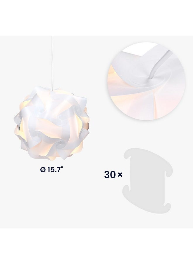 kwmobile kwmobile Hanging Puzzle Lamp Kit - 15.7" (40cm) Modern Ceiling Pendant Light with 30-Piece Shade to Assemble and 15ft Plug-in Power Cord - Size XL  - Image 5