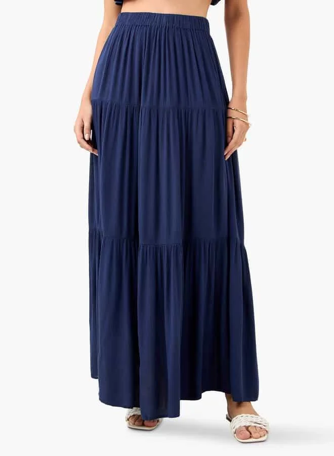 Splash FAV Ruffle Detail Sleeveless Beach Top and Tiered Skirt Set