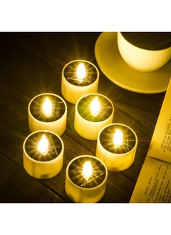 سول باي 6 قطع من شموع الشاي الشمسية من SoulBay تعمل بالطاقة الشمسية، شموع LED قابلة لإعادة الشحن ومقاومة للماء بدرجة IP65 مع مستشعر من الغسق إلى الفجر للحديقة والتخييم والحفلات والديكورات المنزلية، 2.3 بوصة × 2 بوصة  - Image 1