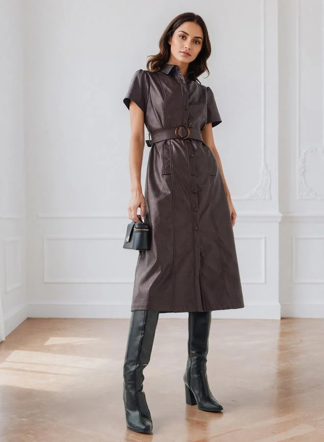 ايكونيك فستان قميص أيقوني بحزام