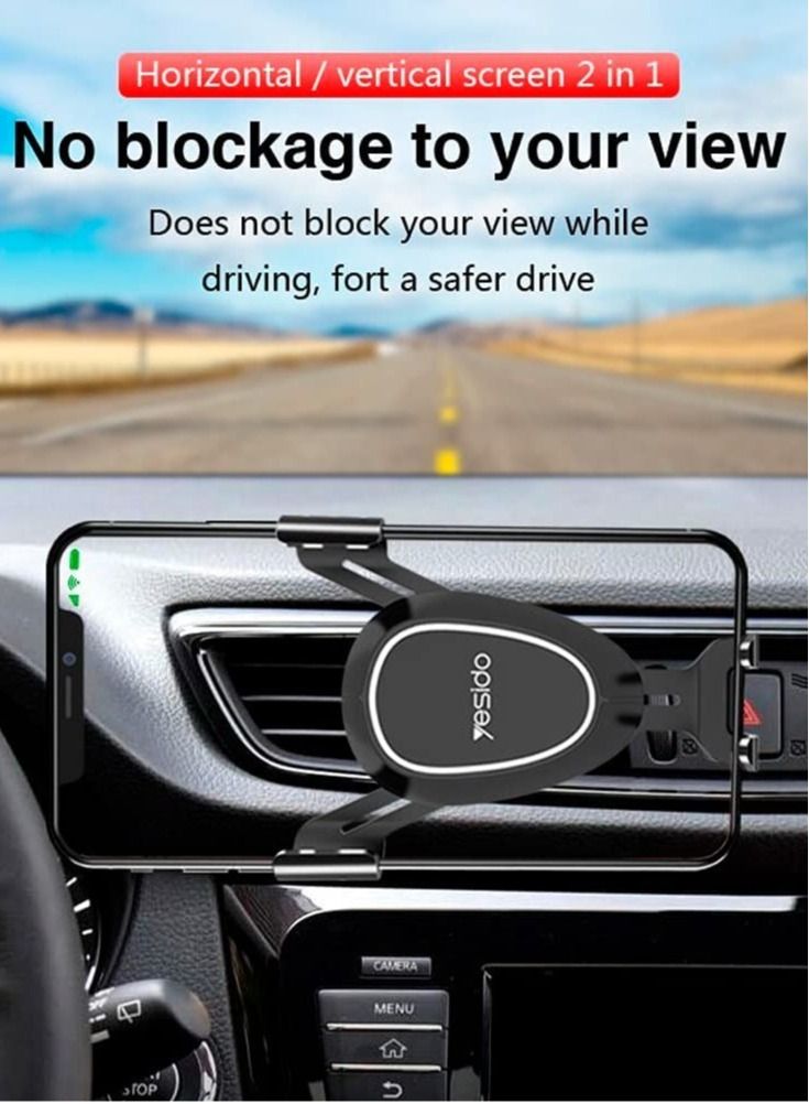 Yesido C73 Car Gravityt Mount Cell Phone Holder Vertical&Horizontal Gravity for iPhone 11/11Pro/11Pro Max/Xs X XR 6S 7 Plus 8 All Samsung Mobiles/All Xiaomi Mobiles - Image 3